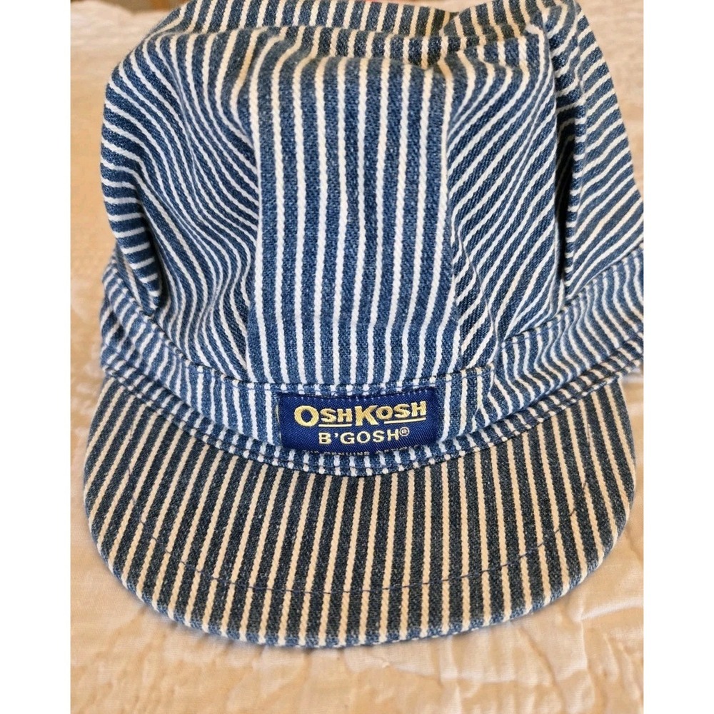 Vintage Osh Kosh B'Gosh Hickory Stripe Train Conductor Hat Cap Striped Blue